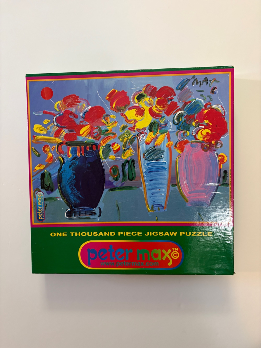 PETER MAX "Three Vases and Flowers" 1000 Piece Jigsaw Puzzle SEALED 1999